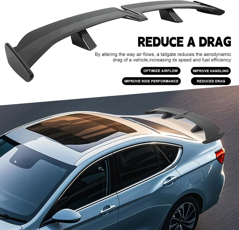 JMTBNO 54 Inch Universal Spoiler Wing,Carbon Fiber Car Wing Trunk Spoiler Rear Spoiler Compatible with Mazda Miata RX-7 Chevy Corvette Camaro Nissan Lexus Toyota Honda Civic Ford Mustang Scion - Image 2